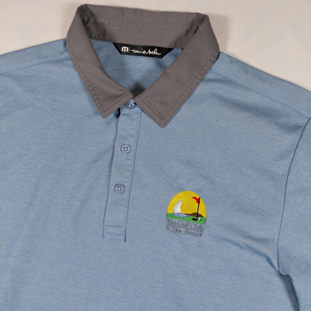 Travis Mathew Mens Polo Shirt Blue Gray The Golf‎ Club Resort Pima Cotton Size M